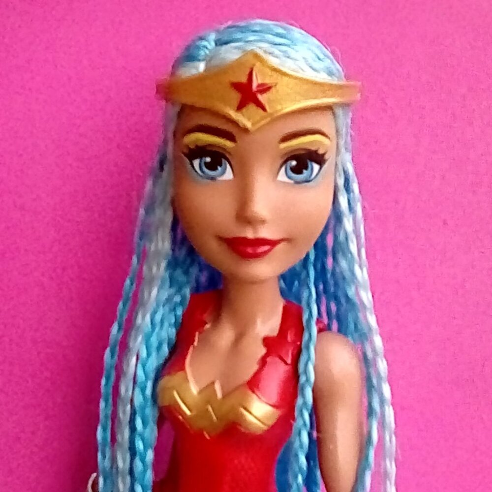 Custom Super hero Wonder Woman with blue braids ooak